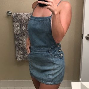 free people denim overall skirt dress